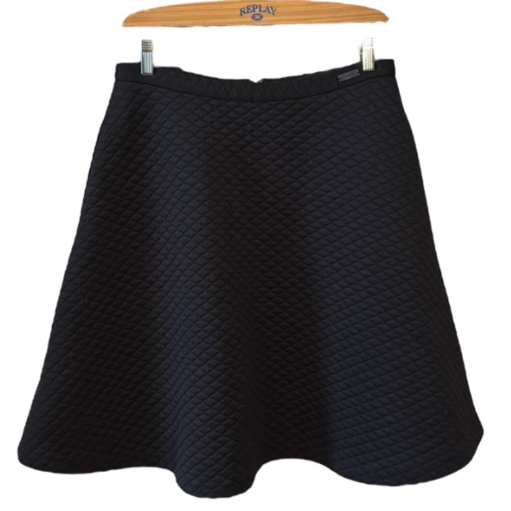 Pink Tartan Women’s Black Quilted Skater Skirt Size 8